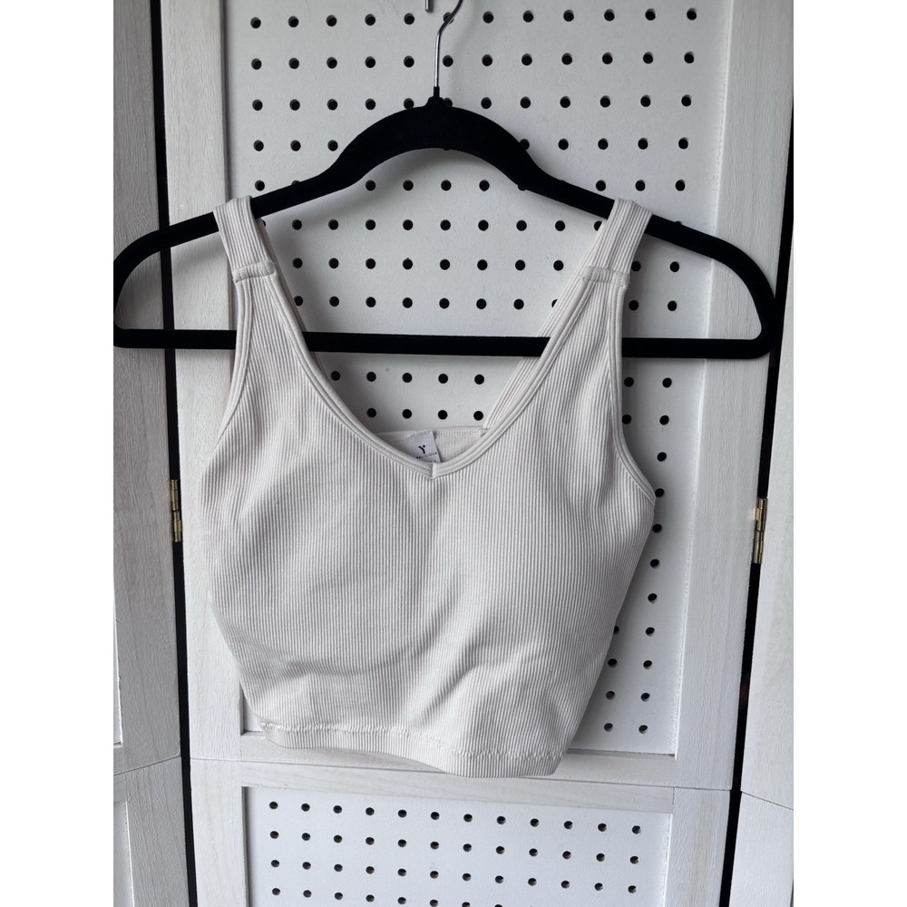 Yogalicious Rib Seamless Alamo Sports Bra Women's M Workout Athletic Ivory